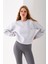 Kadın Bisiklet Yaka Miu Miu Aksesuarlı 3ip Sweatshirt Gri - 2627 6