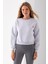 Kadın Bisiklet Yaka Kalp Nakışlı 3ip Crop Sweatshirt Gri - 2669 3
