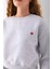 Kadın Bisiklet Yaka Kalp Nakışlı 3ip Crop Sweatshirt Gri - 2669 7