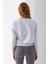 Kadın Bisiklet Yaka Kalp Nakışlı 3ip Crop Sweatshirt Gri - 2669 8
