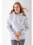 Kadın Kapüşonlu Ceylan Nakışlı 3ip Sweatshirt Gri - 2622 3