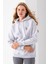 Kadın Kapüşonlu Ceylan Nakışlı 3ip Sweatshirt Gri - 2622 6