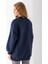 Kadın Bisiklet Yaka Fiyonk Kalp Nakışlı Oversize 3ip Sweatshirt Lacivert - 2629 8