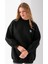 Kadın Bisiklet Yaka Fiyonk Kalp Nakışlı Oversize 3ip Sweatshirt Siyah - 2629 3