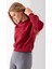Kadın Bisiklet Yaka Kalp Nakışlı 3ip Crop Sweatshirt Bordo - 2669 5