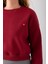 Kadın Bisiklet Yaka Kalp Nakışlı 3ip Crop Sweatshirt Bordo - 2669 7