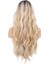 Uzun Su Dalgası Fiber Sentetik Peruk - Kumral - Bal Köpüğü Ombre ve Platin Röfleli 4