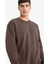 Relax Fit Bisiklet Yaka Kalın İçi Yumuşak Tüylü Basic Düz Sweatshirt T5139AZ25AU 4