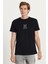 Erkek Slim Fit Dar Kesim %100 Pamuk Yumuşak Dokulu Baskılı Siyah Bisiklet Yaka Tişört 1