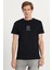 Erkek Slim Fit Dar Kesim %100 Pamuk Yumuşak Dokulu Baskılı Siyah Bisiklet Yaka Tişört 4