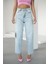 Kadın Buz Mavisi Skater Jeans Yüksek Bel 1