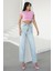 Kadın Buz Mavisi Skater Jeans Yüksek Bel 5