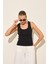 Siyah Kolsuz Crop Triko Bluz 2