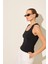 Siyah Kolsuz Crop Triko Bluz 4