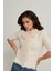 Açık Bej Fiyonk Detaylı Kısa Kollu Triko 1