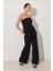 Siyah Straplez 2 Parça Görünümlü Pantolonlu Tulum 1