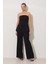 Siyah Straplez 2 Parça Görünümlü Pantolonlu Tulum 2