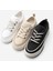 Kadın Yüksek Taban Sneaker Keten Kumaş Bağcıklı Spor Ayakkabı Hesna Gri 9