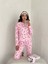 Kadın Şeker Desenli Pembe Renk Rahat Kalıp Pamuklu Uzun Kollu Pijama Takımı HN1000 1