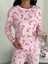 Kadın Şeker Desenli Pembe Renk Rahat Kalıp Pamuklu Uzun Kollu Pijama Takımı HN1000 6