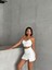 Kadın Yırtmaç Detaylı Şort Etek ve Gloplu Crop Bluz 2'li Takım RD1104 6