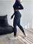 Kadın Parmak Geçmeli Fermuarlı Crop Bluz ve Yüksekbel Sporcu Tayt 2'li Takım MNN9054 3