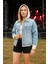 Kadın Garnili Oversize Jean Ceket Açık Mavi 1