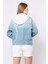 Kadın Garnili Oversize Jean Ceket Açık Mavi 4