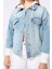 Kadın Garnili Oversize Jean Ceket Açık Mavi 8