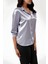 Kadın Gri Hafif Dökümlü Saten Yüzeyli Gömlek HZL22W-BD139641 3