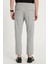 Erkek Slim Fit Dar Kesim Pamuklu Lastikli Beli Bağcıklı Gri Pantolon 5