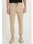 Erkek Slim Fit Dar Kesim Pamuklu Normal Bel Lastikli Paça Bej Renk Pantolon 1
