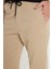 Erkek Slim Fit Dar Kesim Pamuklu Normal Bel Lastikli Paça Bej Renk Pantolon 3