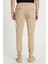 Erkek Slim Fit Dar Kesim Pamuklu Normal Bel Lastikli Paça Bej Renk Pantolon 5