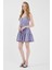 Lila Düğmeli Askılı Kat Etekli Mini Elbise 8042A 1