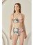 Renkli Soft Tropikal Straplez Yüksek Bel Bikini Takımı 1