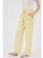 Tereyağ Sarısı Keten Görünümlü %100 Pamuk Cepli Bol Paça Pantolon 8054A 3