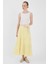Tereyağ Sarısı Keten Görünümlü %100 Pamuk Kat Kat Uzun Etek 4801A 1