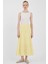Tereyağ Sarısı Keten Görünümlü %100 Pamuk Kat Kat Uzun Etek 4801A 2