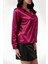 Kadın Bordo Hafif Dökümlü Saten Yüzeyli Gömlek HZL22W-BD139641 3