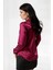 Kadın Bordo Hafif Dökümlü Saten Yüzeyli Gömlek HZL22W-BD139641 4