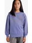 Relax Fit Bisiklet Yaka Basic Düz Okul Mor Kız Çocuk Sweatshirt A2797A8/PR510 3