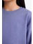 Relax Fit Bisiklet Yaka Basic Düz Okul Mor Kız Çocuk Sweatshirt A2797A8/PR510 5