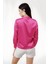 Kadın Canlı Pembe Hafif Dökümlü Saten Yüzeyli Gömlek HZL22W-BD139641 4