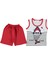 Shark Basklı Kolsuz Tshırt Şort Takım Kırmızı 1