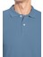 Erkek Slim Fit Dar Kesim Pamuklu Yumuşak Dokulu Serin Tutan Kumaş Düz Pike Mavi Polo Yaka Tişört 3