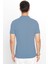 Erkek Slim Fit Dar Kesim Pamuklu Yumuşak Dokulu Serin Tutan Kumaş Düz Pike Mavi Polo Yaka Tişört 5