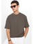Unisex Oversize Geniş Kesim %100 Pamuk Yumuşak Dokulu Basic Bisiklet Yaka Füme Tişört 1