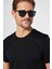 Unisex Slim Fit Dar Kesim %100 Pamuk Yumuşak Dokulu Siyah Bisiklet Yaka Tişört 2