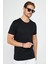 Unisex Slim Fit Dar Kesim %100 Pamuk Yumuşak Dokulu Siyah Bisiklet Yaka Tişört 3